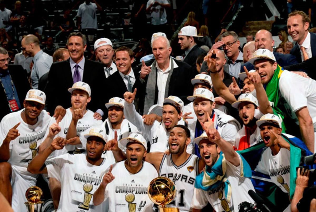 The Spurs dethroned the Heat in five games, winning by the largest margin (70) in NBA Finals history.